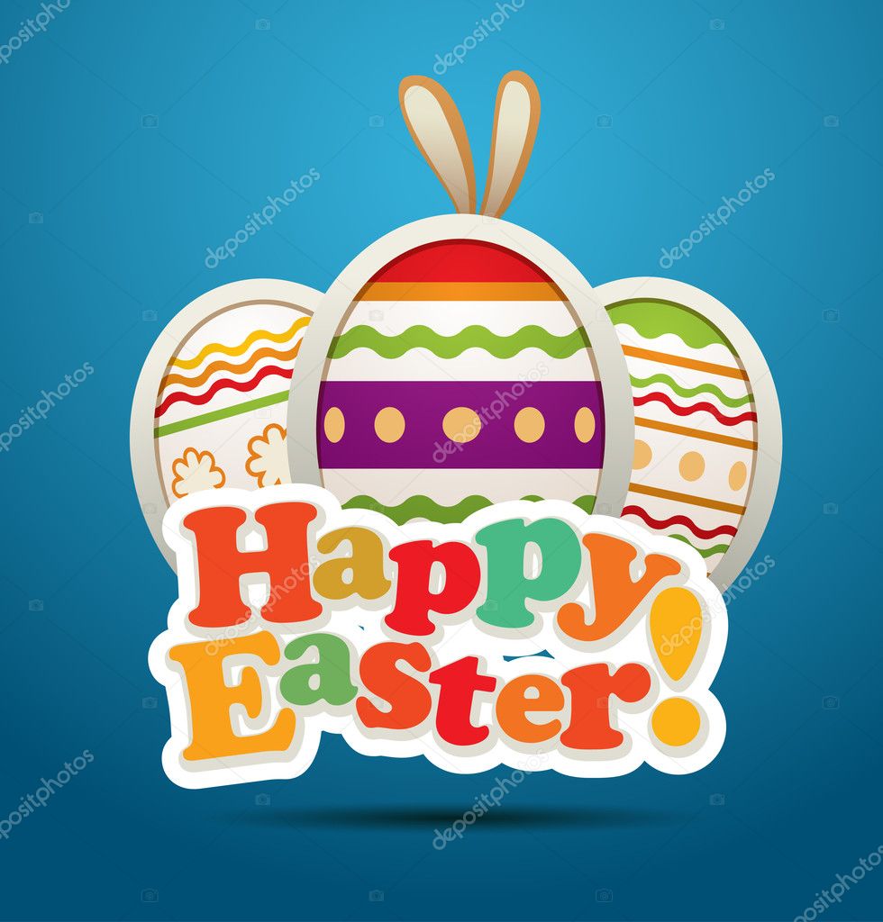 Vector Easter card. Blue.