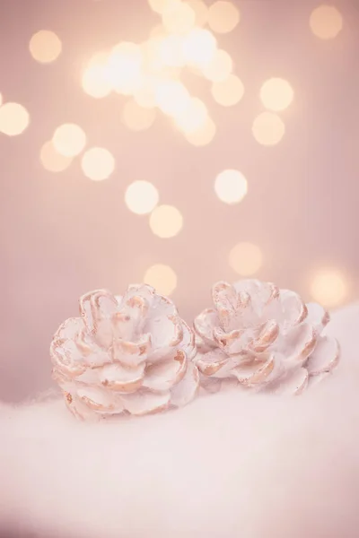 Schöner Rosa Hintergrund Mit Weihnachtsdekoration Neujahr Und Romantischem Urlaubskonzept — Stockfoto