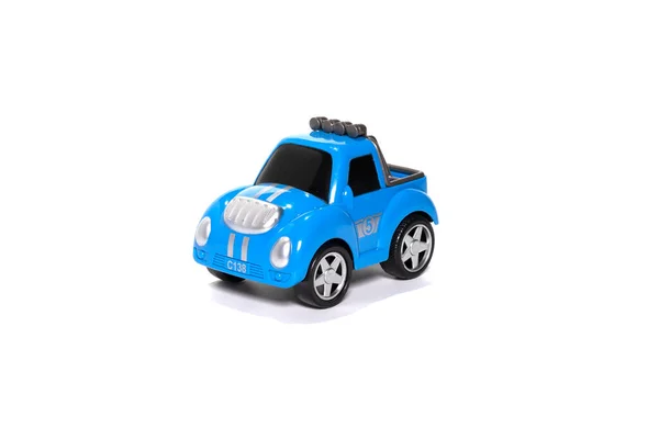 Children blue toy car isolated on white. — Stock Photo, Image