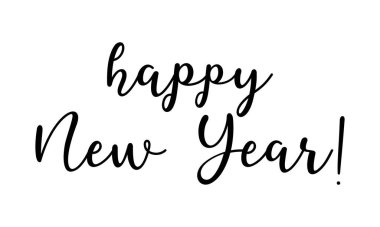 El çizimi Mutlu Yıllar alıntısı. Poster, etiket, el ilanı, başlık, kart, reklam, duyuru için mektup. 