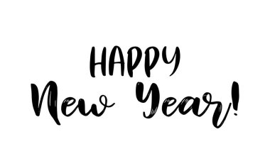 El çizimi Mutlu Yıllar alıntısı. Poster, etiket, el ilanı, başlık, kart, reklam, duyuru için mektup. 