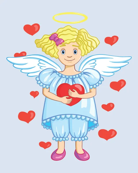 Ángel con corazón — Archivo Imágenes Vectoriales