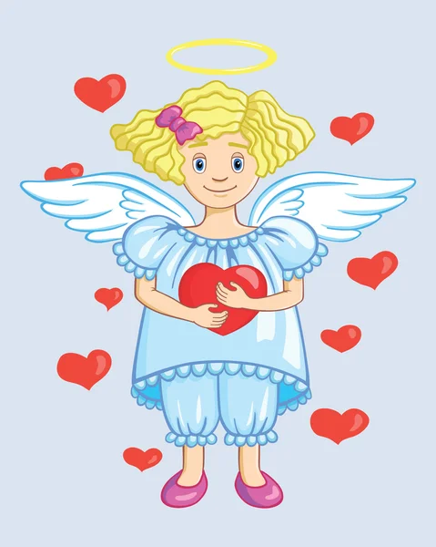 Angel With Heart — Stock Vector
