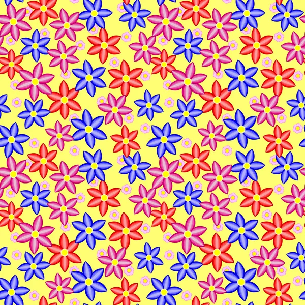 多着色されたシームレスな花柄 — ストックベクタ