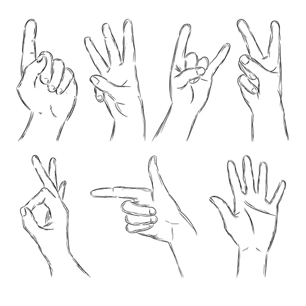 Black Outline Hands — Stock Vector