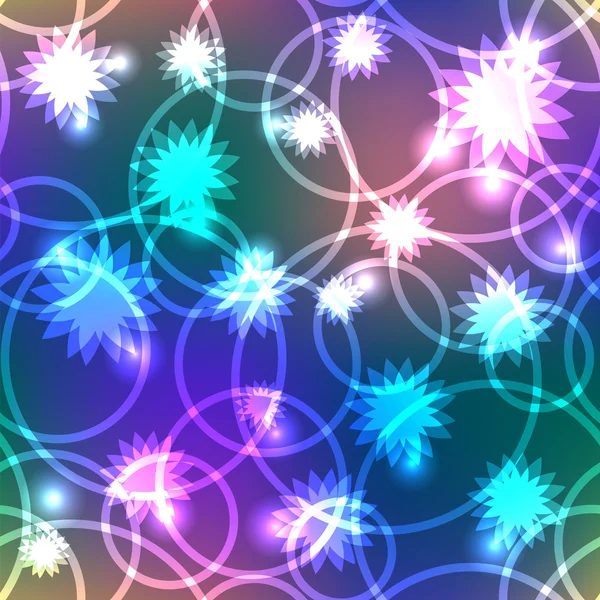 Neonblumen und Kreise — Stockvektor