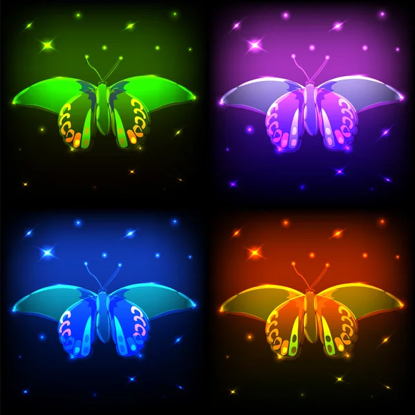 Neon Butterfly — Stock Vector