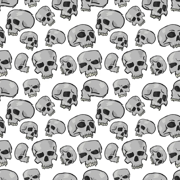 Seamless Skulls White — Stock Vector