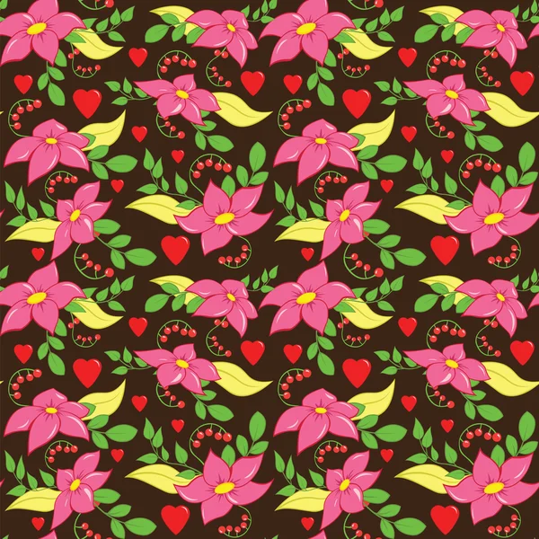 Naadloze liefde bloemenpatroon — Stockvector