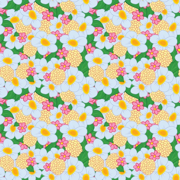 Seamless Pattern Bright Flowers — Stock Vector