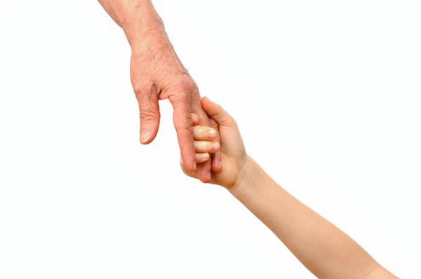 Babička a vnuk, drželi se za ruce Stock Snímky