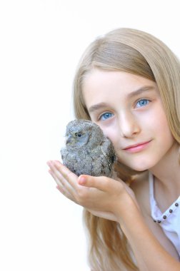 Girl with Owl clipart