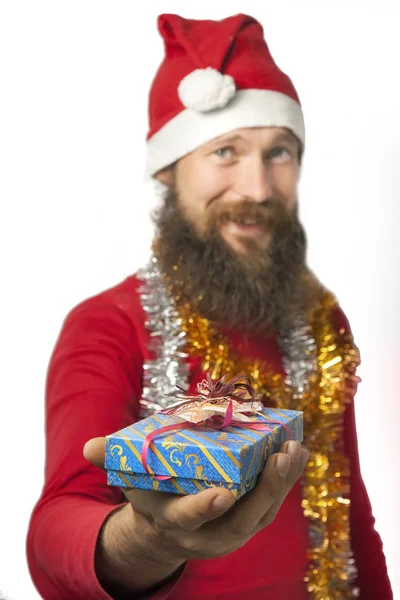 Santa Claus - daje prezent (seria) — Zdjęcie stockowe