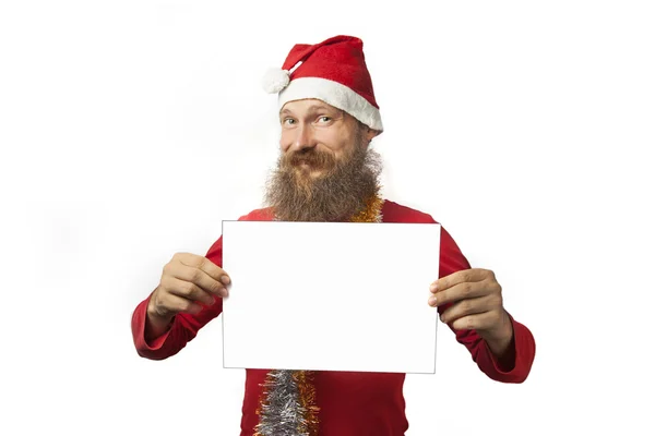 Weihnachtsmann mit weißem Rohling (Serie) — Stockfoto