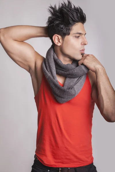 Fashion model with scarf — Stock Photo, Image