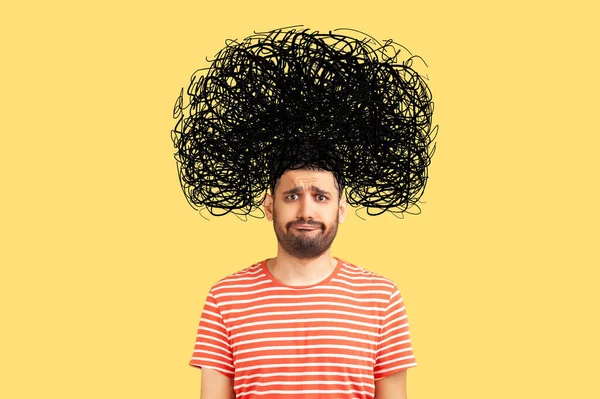 Znechucený Muž Nervovým Problémem Pociťuje Úzkost Zmatek Myšlenkách Duševní Poruchy — Stock fotografie