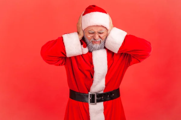 Don Want Here Elderly Man Gray Beard Wearing Santa Claus — Foto de Stock