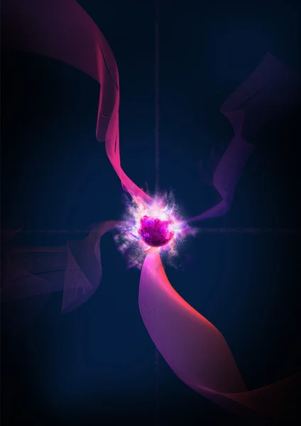 esfera abstracta y líneas rojas