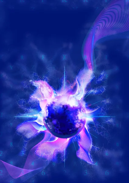 Abstract Sphere with Plasma and Symbols — Stock Photo, Image