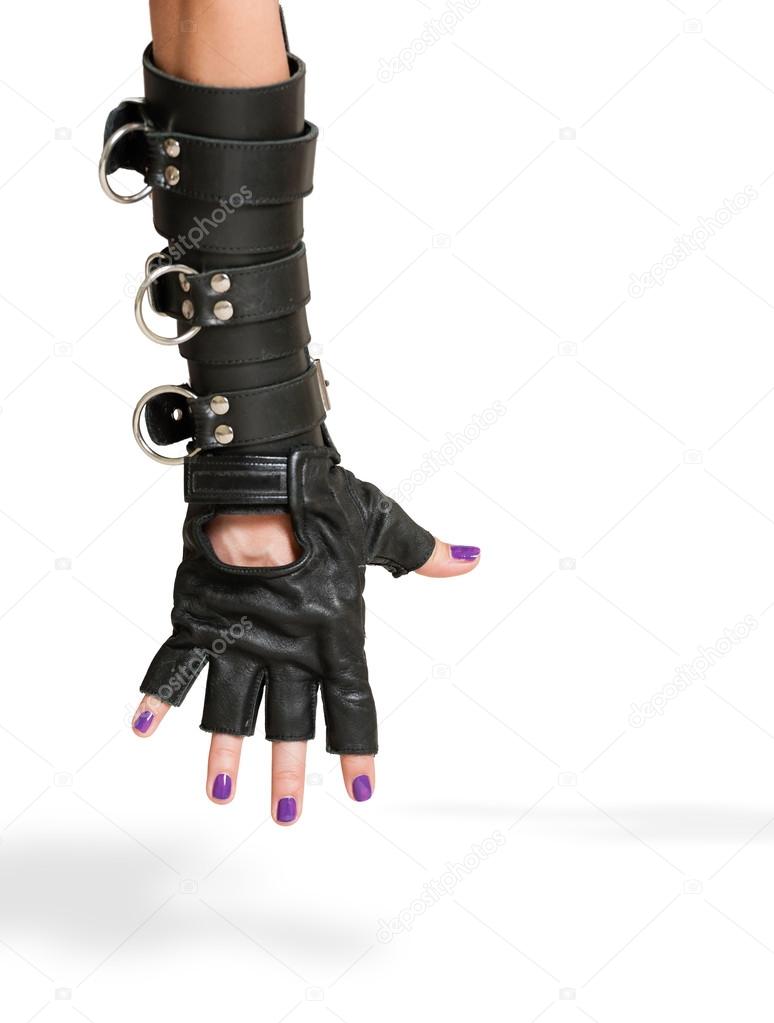 Hand in Leather Glove with Iron Rings