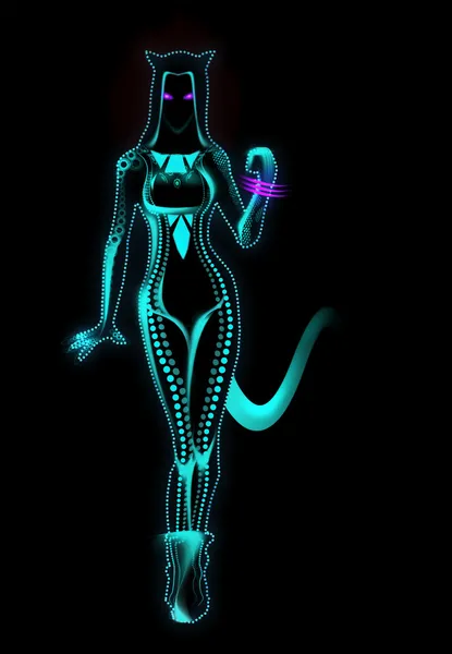 Neon Cat Women — Stock Photo, Image