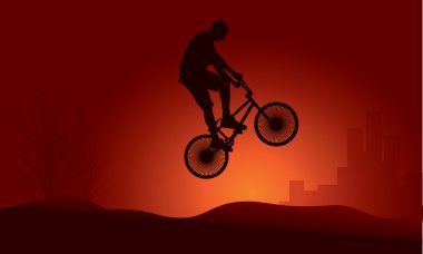 BMX binici atlama siluet