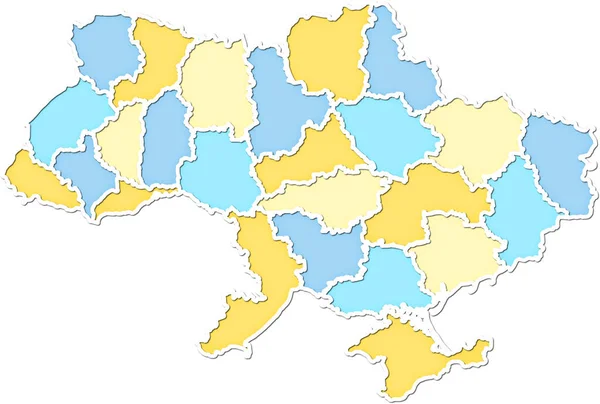 ウクライナの地域とスタイルの良い青と黄色の地図 ベクトルイラスト — ストックベクタ