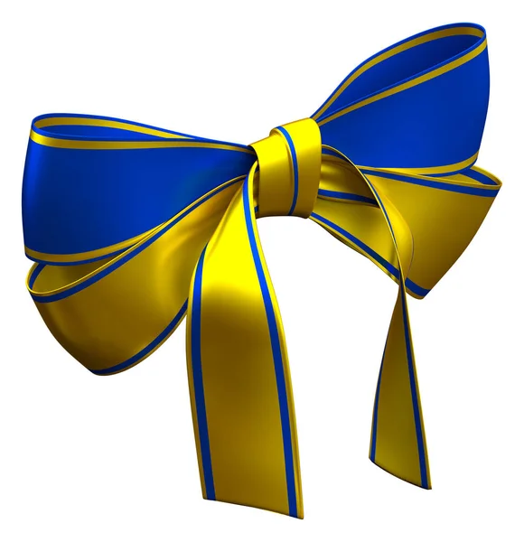 Blue Yellow Bow Ukraine Ribbon — Fotografia de Stock