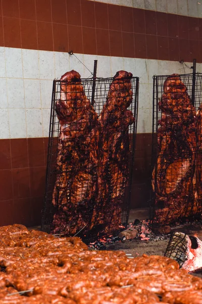 Gaucho Arrosto Barbecue Salsiccia Costolette Mucca Cucina Tradizionale Argentina Patagonia — Foto Stock