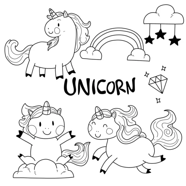 Hayvanlar kitap alfabesini boyuyor. Beyaz arka planda izole edilmiş. Vektör karikatür tek boynuzlu at.