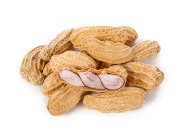 beyaz arkaplanda izole edilmiş yerfıstıkları