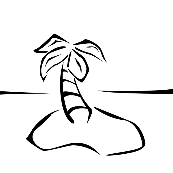 Adadaki palmiye ağacı karikatür çizimi — Stok fotoğraf