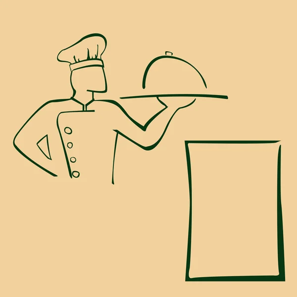 Cartoon illustration of chef with pan — Stock Photo, Image