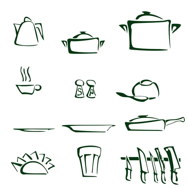 Cartoon illustration of set of kitchen tools — Stock Photo, Image