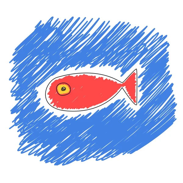 Cartoon illustration of comic red fish — Stock Photo, Image