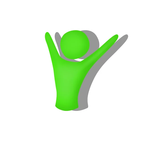 Ilustracja zielony sylwetka człowieka z rękami w górze — Zdjęcie stockowe