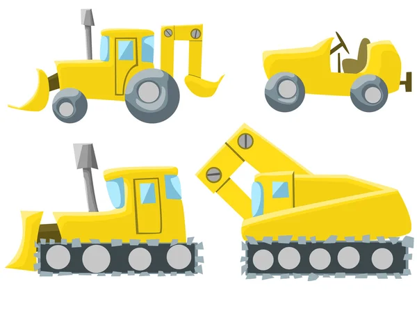 Illustration set of four different tractors — Stock Photo, Image