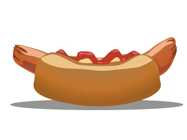 Illustratie van hotdog uitzicht vanaf de kant — Stockvector