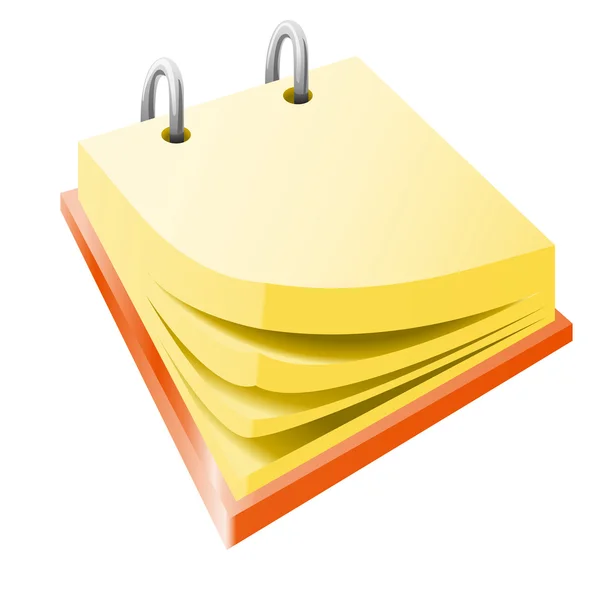 Ilustración de la colocación del calendario rojo con páginas amarillas — Vector de stock
