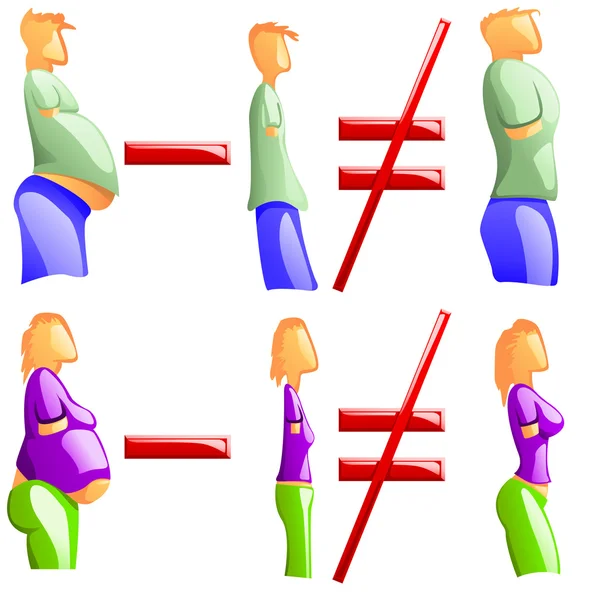 Ilusão de diferentes tipos de corpos de homens e mulheres — Vetor de Stock