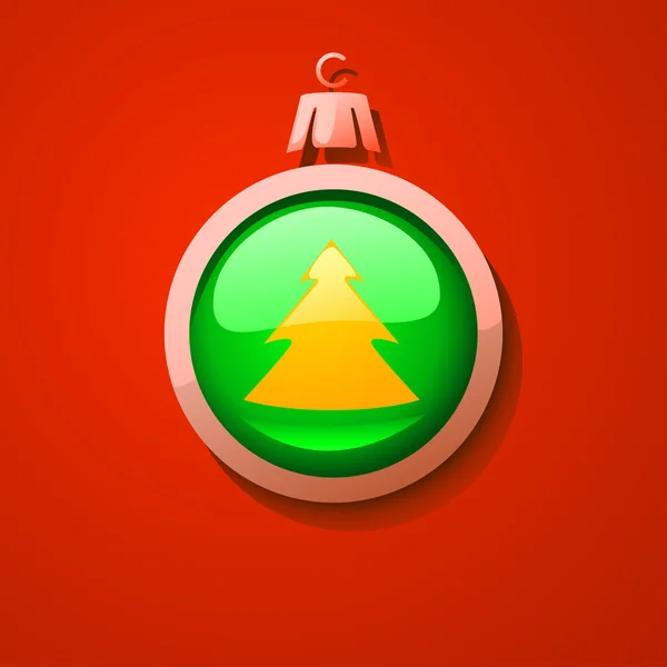 Ilustración de bola de Navidad con árbol ilustrado en ella — Vector de stock