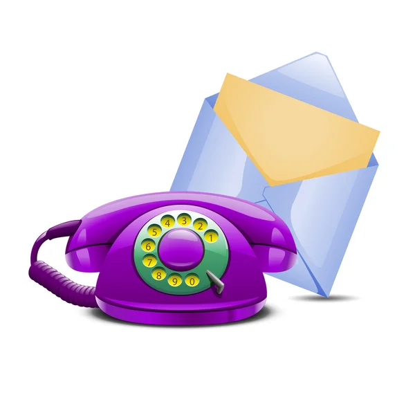 Set van violet telefoon en blauwe mail — Stockvector