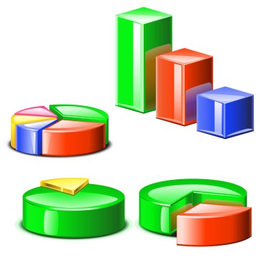 gölgeler ile farklı renkli diagramms kümesi