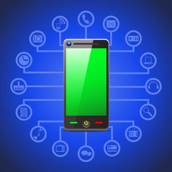 Illustration des icônes d'outil de téléphone intelligent — Image vectorielle