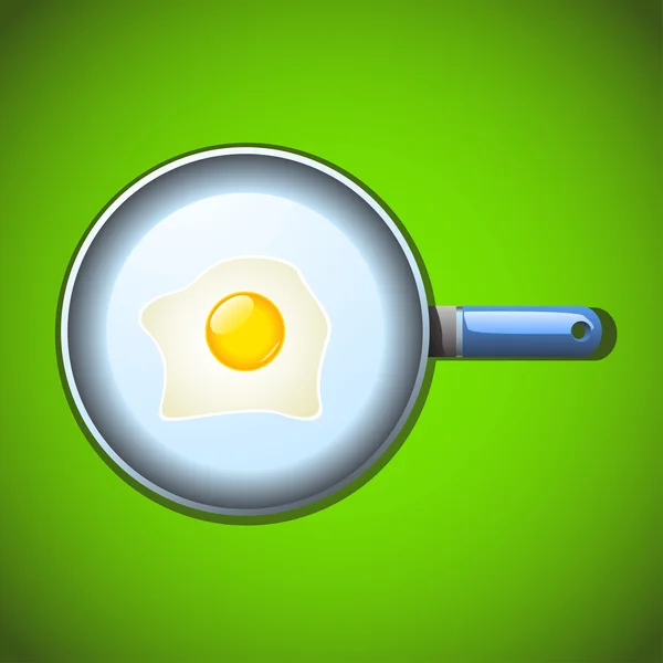 N illustration de la casserole avec des œufs frits sur elle — Image vectorielle