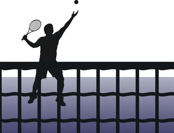 Homme jouer au tennis — Image vectorielle