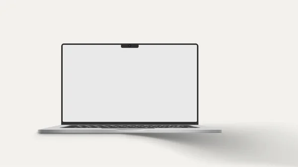 Moderno nuevo portátil abierto realista en blanco — Archivo Imágenes Vectoriales