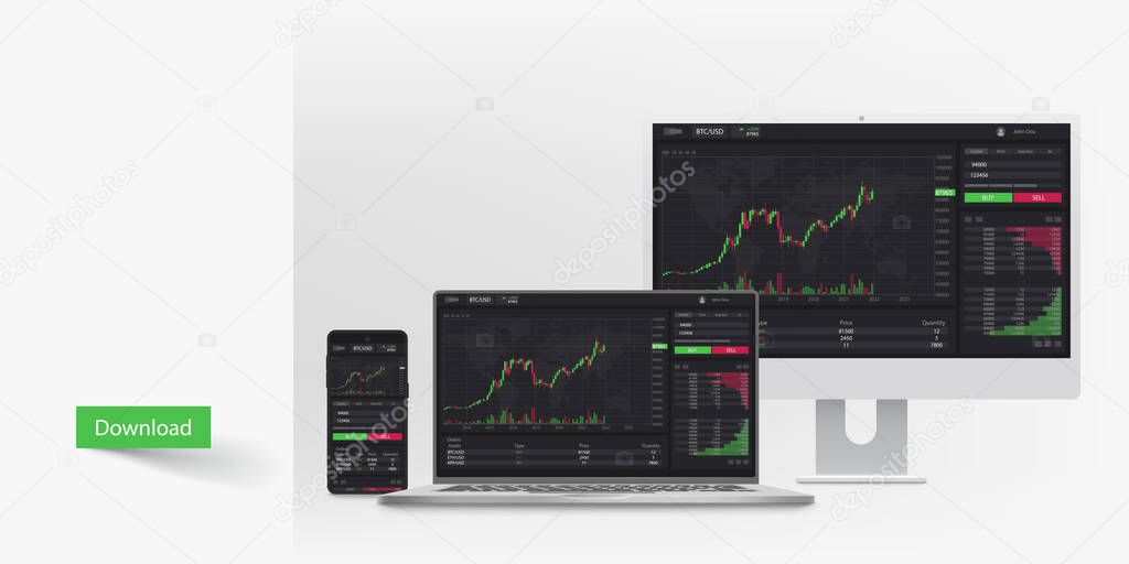 trading app on various platforms on white