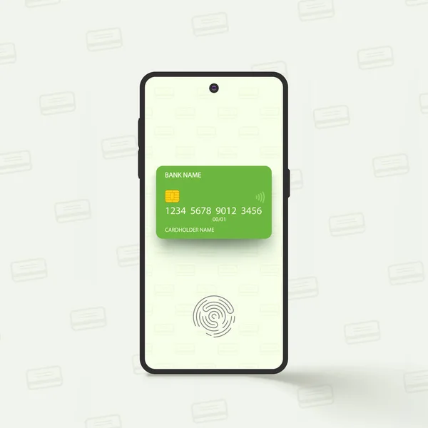 स्मार्टफ़ोन फ्रंट व्यू पर ऑनलाइन बैंकिंग ऐप — स्टॉक वेक्टर