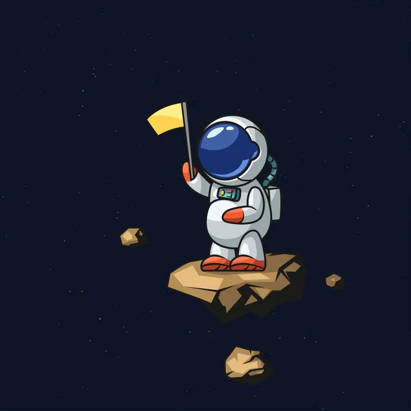 Astronauta flotando en el espacio profundo en asteroide — Vector de stock